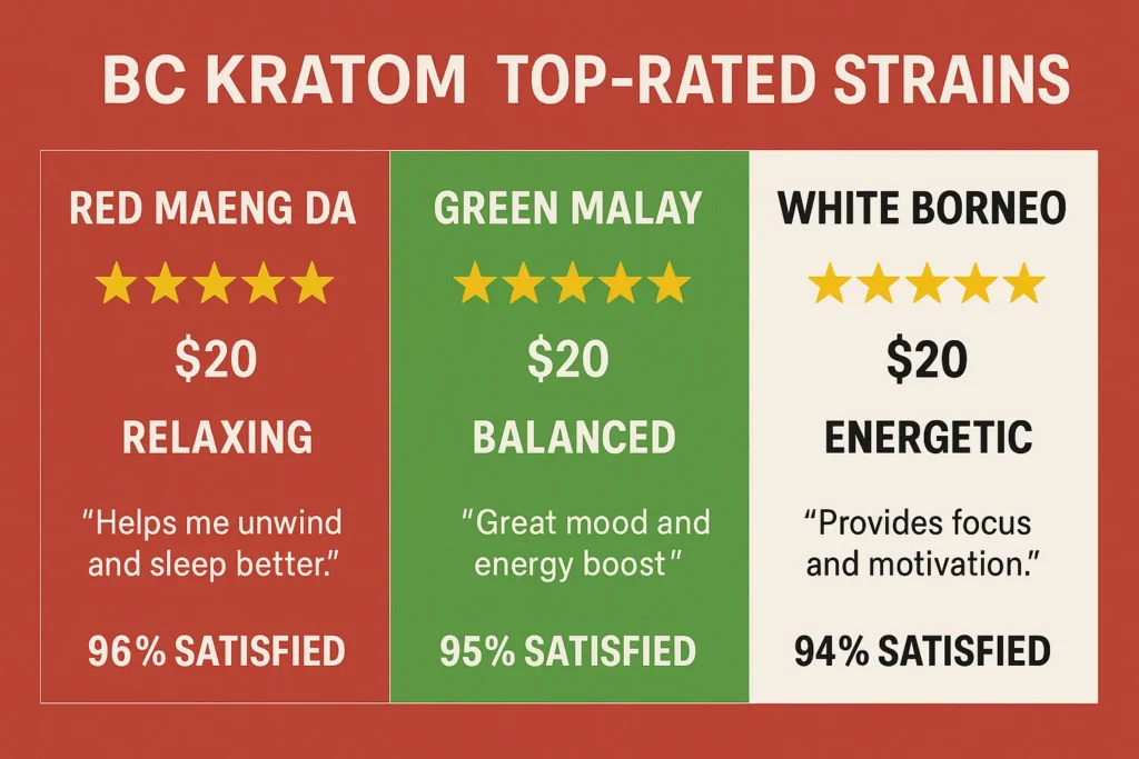 BC Kratom Vendor Reviews and top rated strains