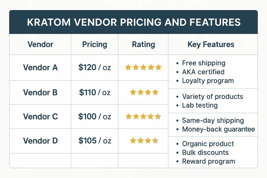 Bagus Botanicals Kratom Vendor feature and comparison