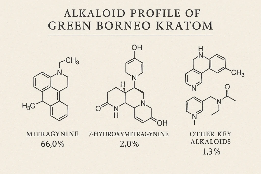 Green Borneo Alkaloid profile