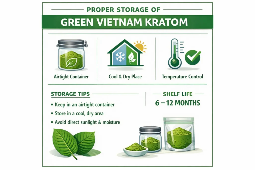 Green Vietnam Kratom quality and storage