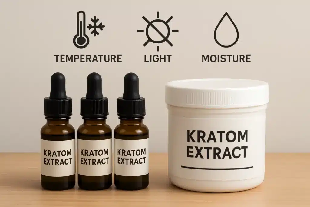 Kratom extract storage guidelines displayed