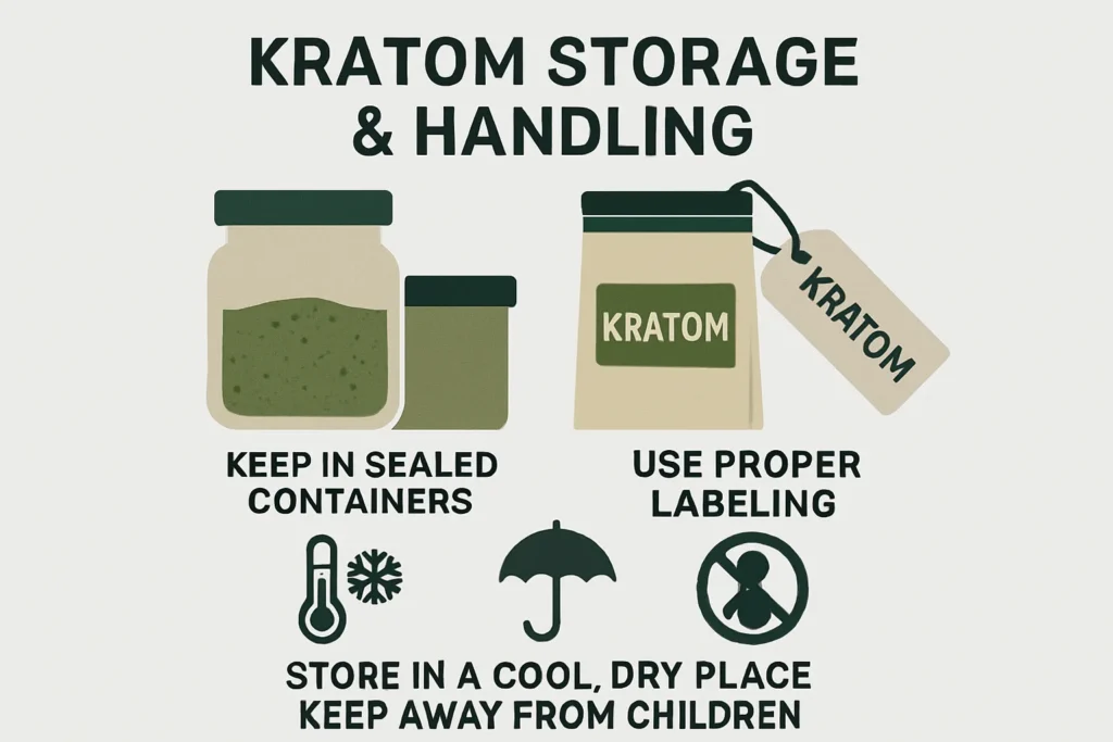 Kratom packaging with details and warnings
