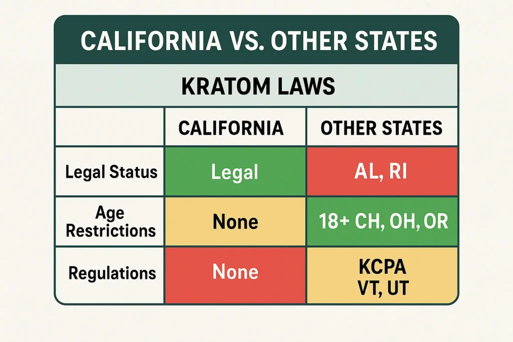 Kratom Legal in California ve other states