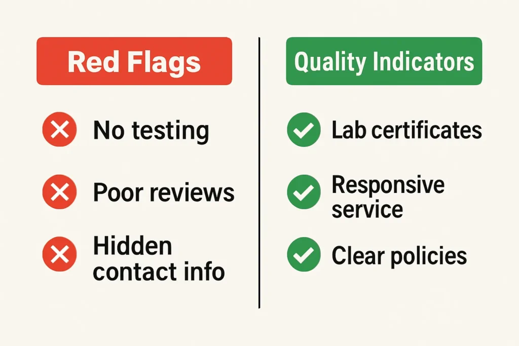 Red flags versus quality indicators checklist