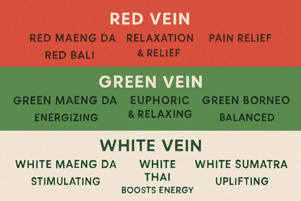 Kratom strains categorized by color
