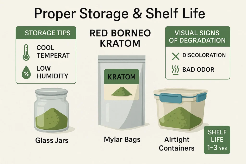 Red Borneo Kratom storage life