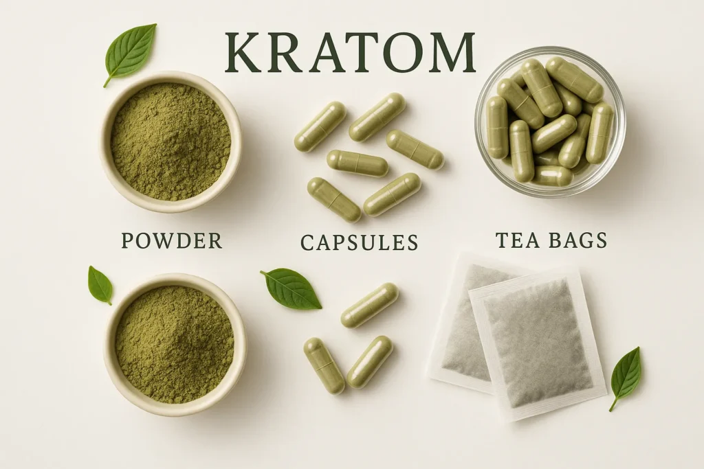 kratom products and it types, capsules, powder gummies and other