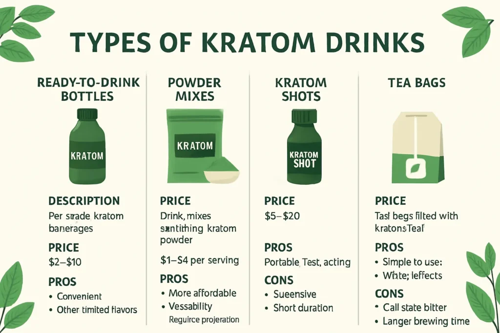 Comparison of kratom drink types