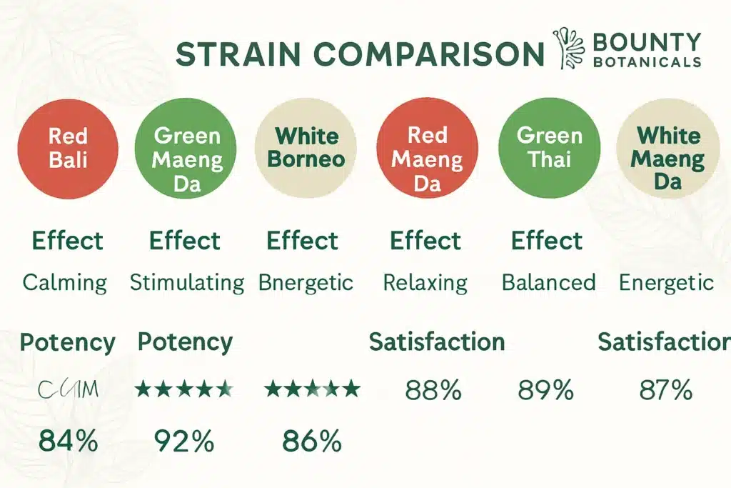 Kratom strain comparison chart