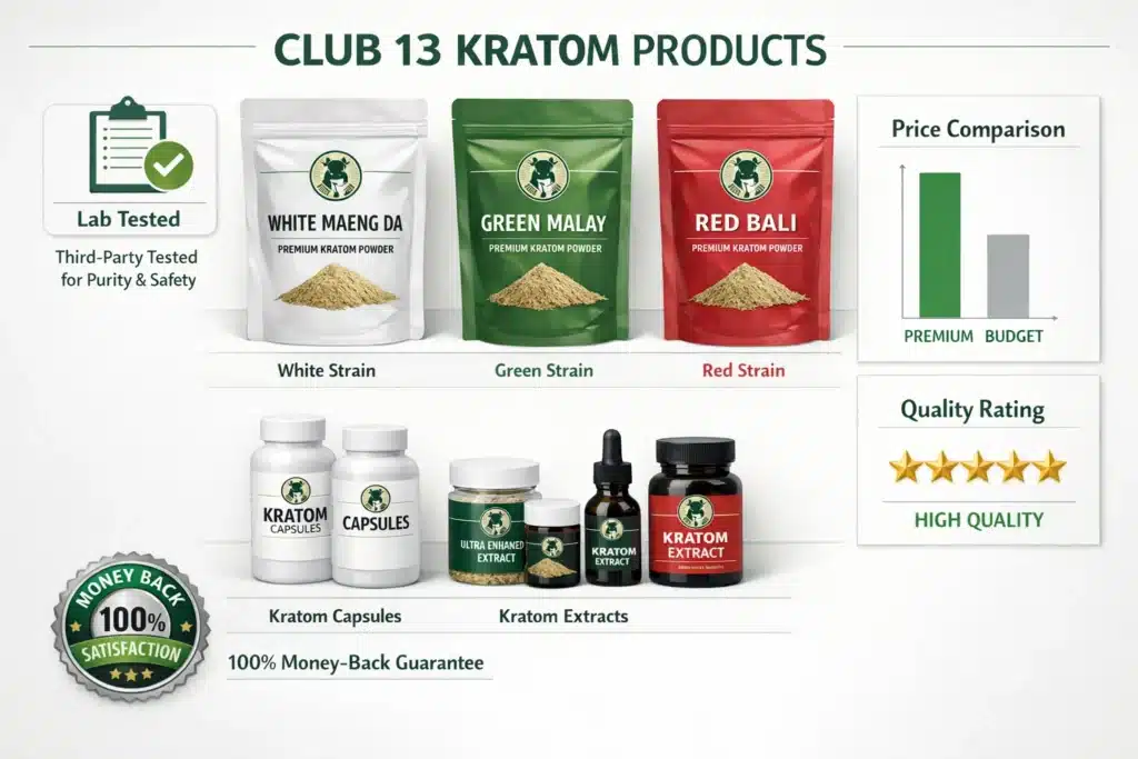 Club 13 Kratom Vendor products