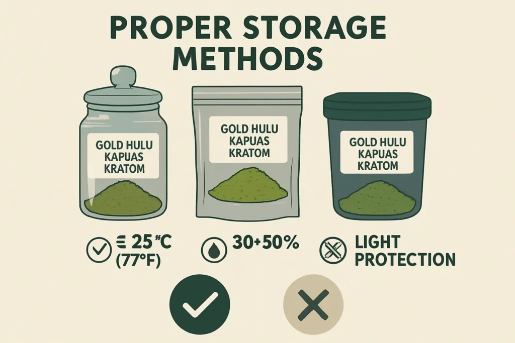 Kratom storage guidelines and conditions