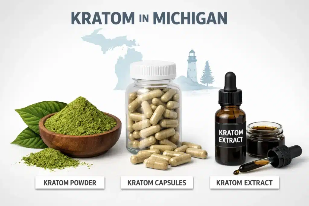 Is Kratom Legal In Michigan powder capsules and shots