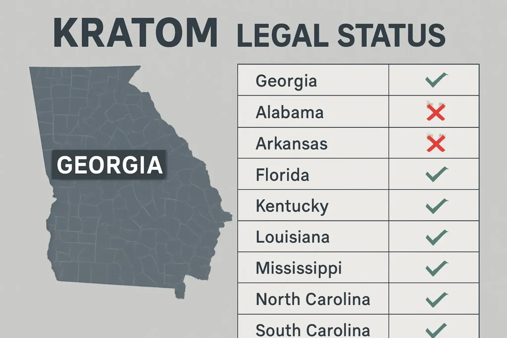 Kratom legal status in Georgia map