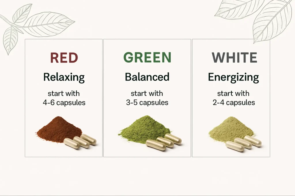 Different kratom strains and dosages