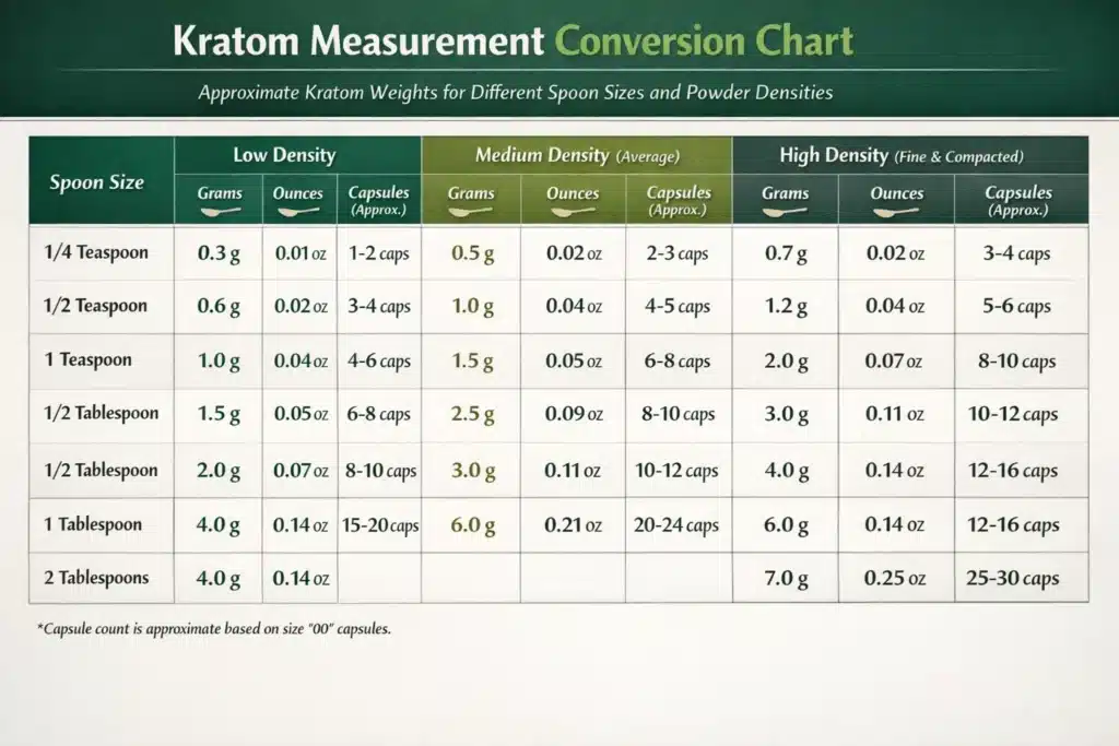 kratom dose chart